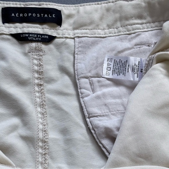 Low Rise Flare Utility Jeans Light Khaki Pockets Grungy Style Womens 16 Aero - Picture 5 of 8